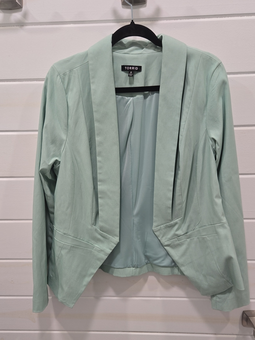 torrid pastel mint open-front blazer jacket